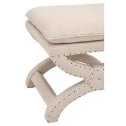 Greta Modern Classic Cream Upholstered Curved Wood Base Stool|