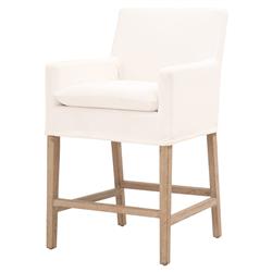 Danielle Modern Classic White Performance Slipcover Oak Wood Counter Stool|