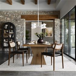 Ivan Mid Century Clear Glass Black Solid Oak Wood 2 Door Arched Display Case|