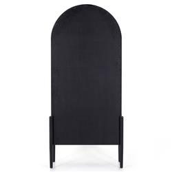 Ivan Mid Century Clear Glass Black Solid Oak Wood 2 Door Arched Display Case|