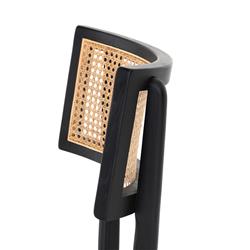 Tina Modern Cream Performance Upholstered Woven Cane Black Wood Counter Stool|