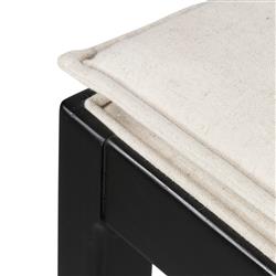 Tina Modern Cream Performance Upholstered Woven Cane Black Wood Counter Stool|