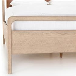 Matthew Modern Classic Brown Upholstered Leather Beige Oak Wood Bed - Queen|