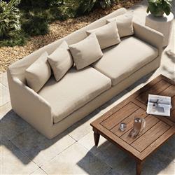 Cassandra Modern Classic Beige Slipcovered Outdoor Sofa - 92"W|