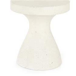 Serenity Industrial Loft Textured White Concrete Round Outdoor Pedestal End Table|