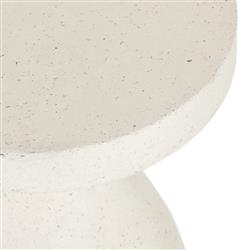 Serenity Industrial Loft Textured White Concrete Round Outdoor Pedestal End Table|