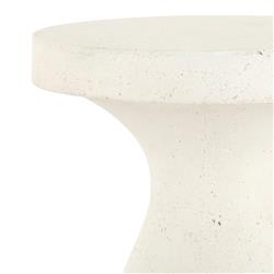 Serenity Industrial Loft Textured White Concrete Round Outdoor Pedestal End Table|