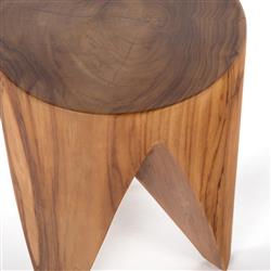 Lydia Global Bazaar Natural Teak Wood Round Outdoor Side End Table|