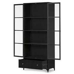 Katren Industrial Loft Black Iron Clear Glass Display Case|