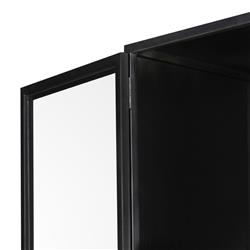Katren Industrial Loft Black Iron Clear Glass Display Case|