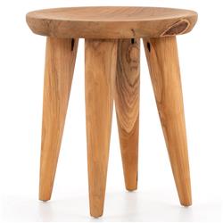 Zada Global Bazaar Natural Teak Wood Round Outdoor Side End Table|
