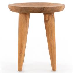 Zada Global Bazaar Natural Teak Wood Round Outdoor Side End Table|