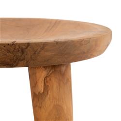 Zada Global Bazaar Natural Teak Wood Round Outdoor Side End Table|