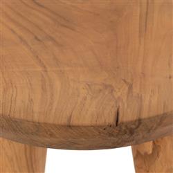 Zada Global Bazaar Natural Teak Wood Round Outdoor Side End Table|