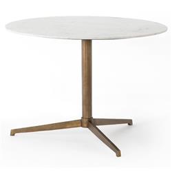 Parker Modern Classic Brown Aluminum White Marble Top Bistro Dining Table - 42"W|