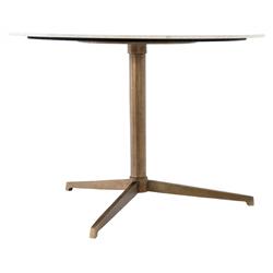 Parker Modern Classic Brown Aluminum White Marble Top Bistro Dining Table - 42"W|
