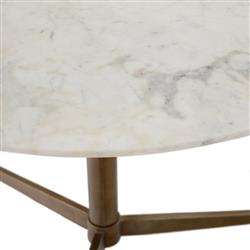 Parker Modern Classic Brown Aluminum White Marble Top Bistro Dining Table - 42"W|