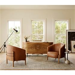 Khalil Modern Classic Brown Guanacaste Wood Executive Desk|