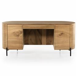 Khalil Modern Classic Brown Guanacaste Wood Executive Desk|