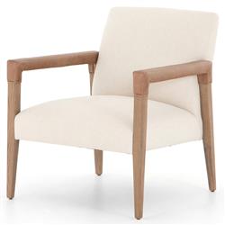 Jolie Modern Classic Cream Upholstered Brown Wood Living Room Arm Chair|