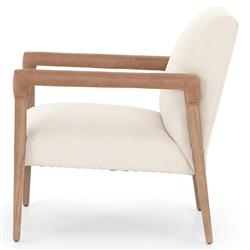 Jolie Modern Classic Cream Upholstered Brown Wood Living Room Arm Chair|
