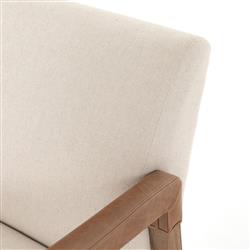 Jolie Modern Classic Cream Upholstered Brown Wood Living Room Arm Chair|