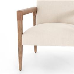 Jolie Modern Classic Cream Upholstered Brown Wood Living Room Arm Chair|