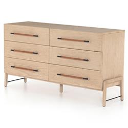Matthew 6 Drawer Modern Classic Brown Wood Dresser|