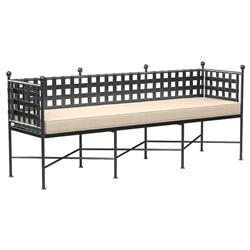 Aurore French Beige Sunbrella Cushion Metal Outdoor Garden Bench|