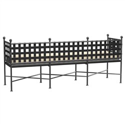Aurore French Beige Sunbrella Cushion Metal Outdoor Garden Bench|