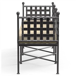 Aurore French Beige Sunbrella Cushion Metal Outdoor Garden Bench|