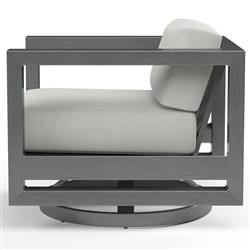 Finn Mid Century Grey Sunbrella Swivel Outdoor Lounge Arm Chair|