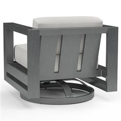 Finn Mid Century Grey Sunbrella Swivel Outdoor Lounge Arm Chair|