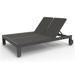 Finn Mid Century Grey Aluminum Performance Outdoor Double Chaise|