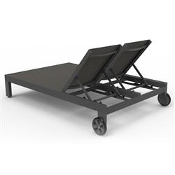 Finn Mid Century Grey Aluminum Performance Outdoor Double Chaise|