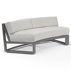 Finn Mid Century Grey Sunbrella Cushion Outdoor Curved Sofa|