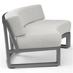 Finn Mid Century Grey Sunbrella Cushion Outdoor Curved Sofa|