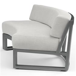 Finn Mid Century Grey Sunbrella Cushion Outdoor Curved Sofa|