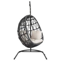 Levi Coastal Grey Aluminum White Sunbrella Outdoor Egg Chair|