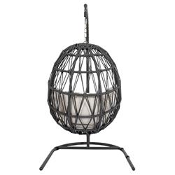 Levi Coastal Grey Aluminum White Sunbrella Outdoor Egg Chair|