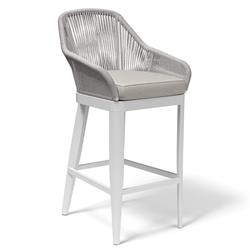 Mateo Coastal Woven Silver Rope Performance Aluminum Outdoor Bar Stool|
