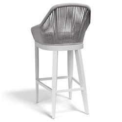 Mateo Coastal Woven Silver Rope Performance Aluminum Outdoor Bar Stool|