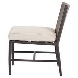 Aurora Mid Century Grey Aluminum Sunbrella Outdoor Dining Side Chair|