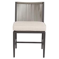 Aurora Mid Century Grey Aluminum Sunbrella Outdoor Dining Side Chair|