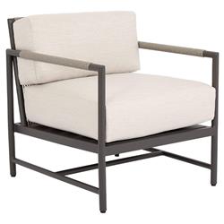 Aurora Mid Century Grey Aluminum Sunbrella Outdoor Lounge Arm Chair|