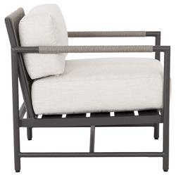 Aurora Mid Century Grey Aluminum Sunbrella Outdoor Lounge Arm Chair|