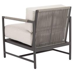 Aurora Mid Century Grey Aluminum Sunbrella Outdoor Lounge Arm Chair|