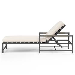 Aurora Mid Century Grey Aluminum Sunbrella Outdoor Chaise Lounge|