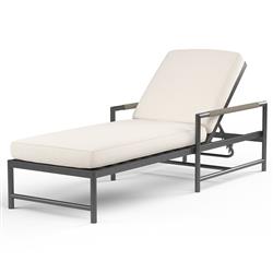 Aurora Mid Century Grey Aluminum Sunbrella Outdoor Chaise Lounge|
