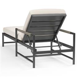 Aurora Mid Century Grey Aluminum Sunbrella Outdoor Chaise Lounge|